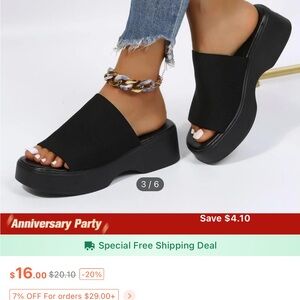 Platform slide wedge sandals